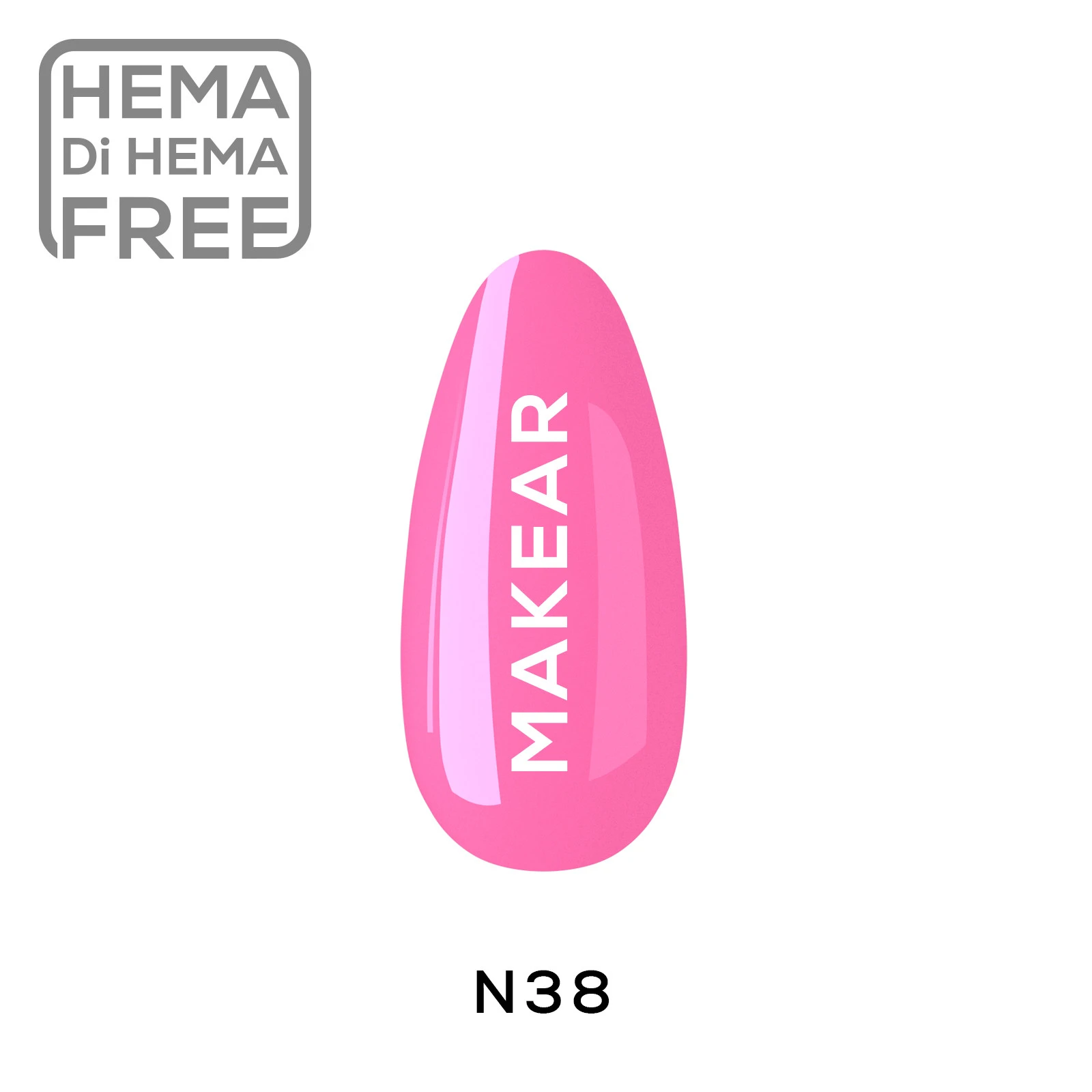 Makear N38 pastelowy neonowy róż - swatch koloru, lakier hybrydowy 8 ml