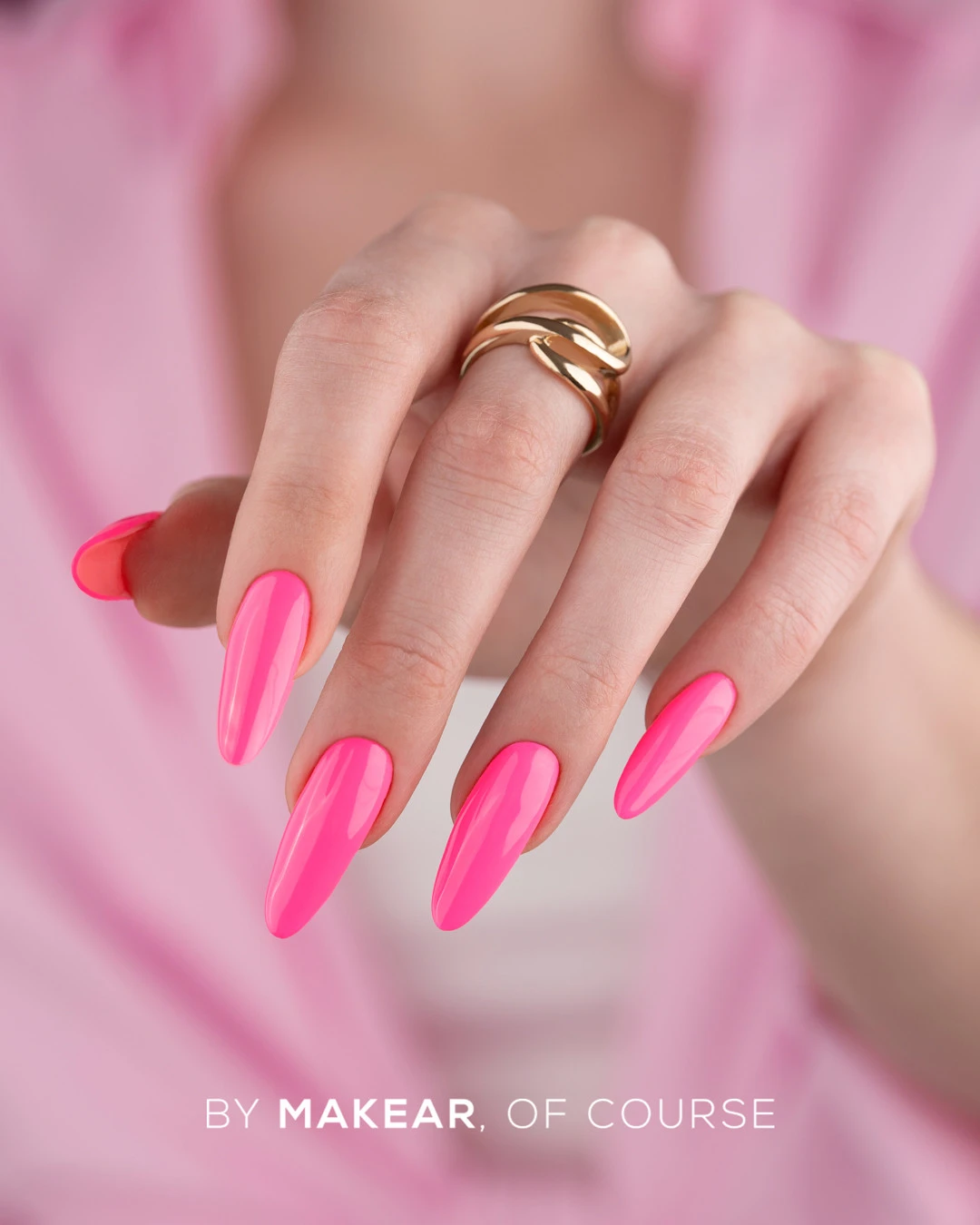 Makear lakier hybrydowy N38 pastelowy neonowy róż - zdjęcie 2, Neon Candy 8 ml