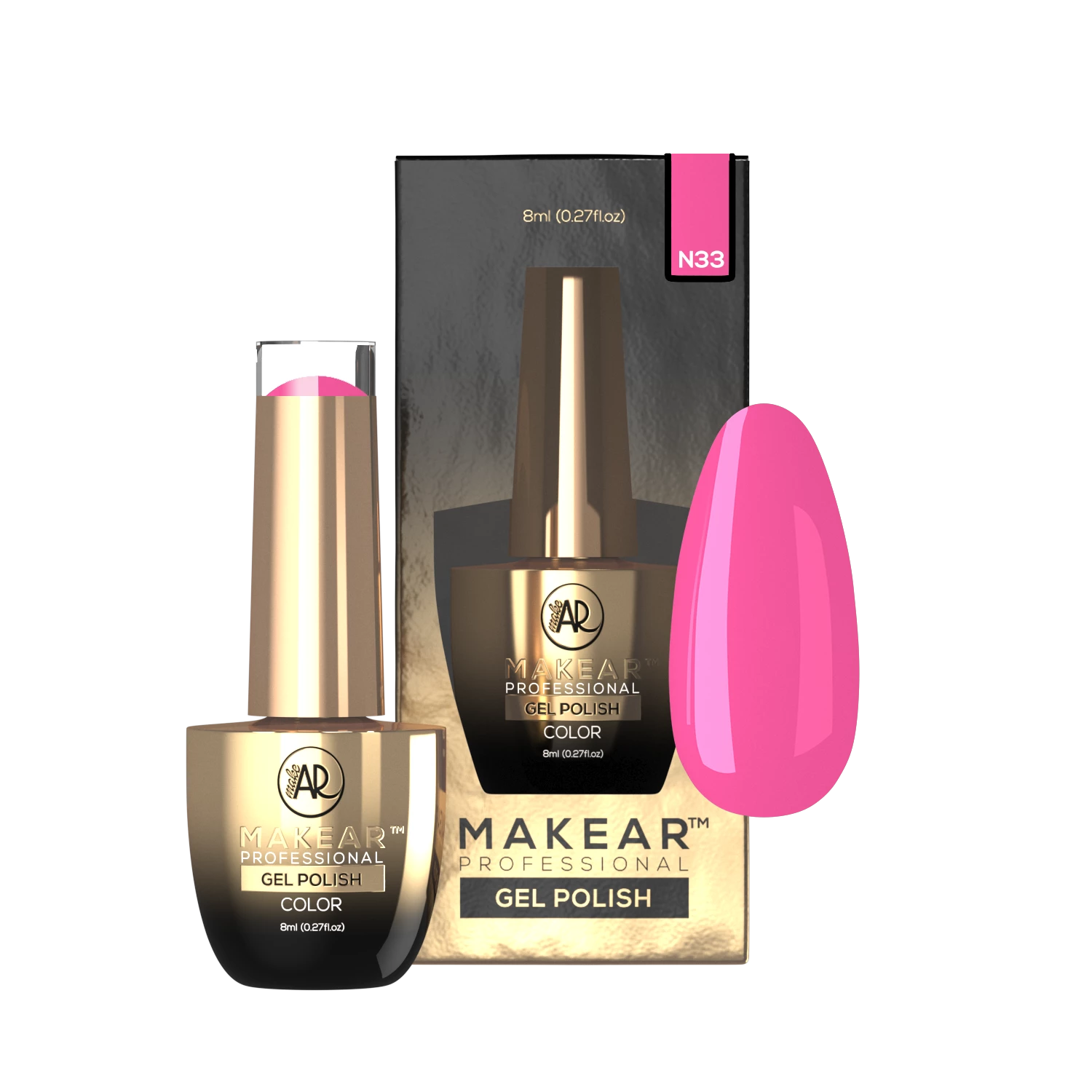 Makear N33 Neon - stylizacja paznokci w cukierkowym neonowym różu, 8 ml