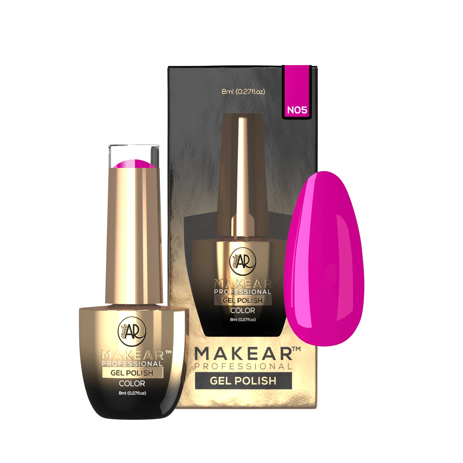 Makear N05 neon - elektryczna fuksja, intensywne krycie, zdjęcie 3, 8 ml