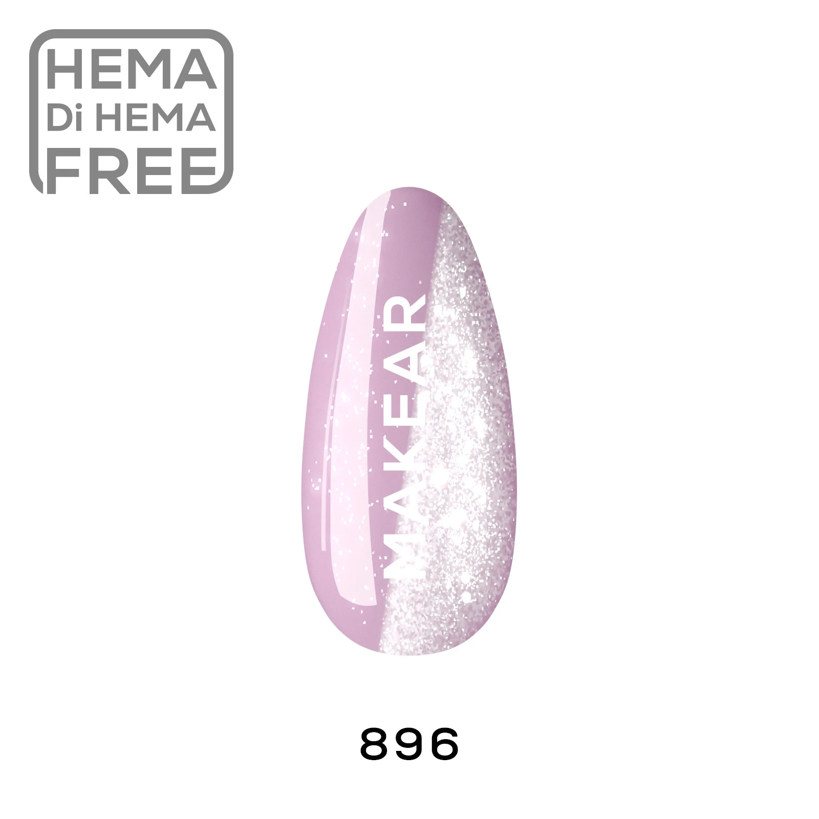 Makear 896 Moonlight Disco - swatch beżowo-różowego nude z chłodnym liliowym podtonem i srebrnym flashem, 8 ml