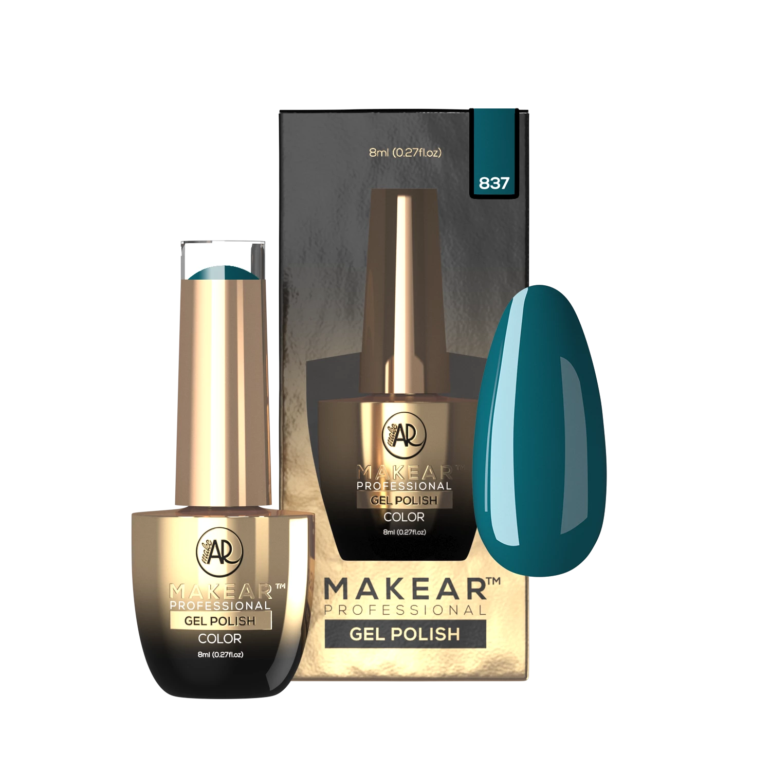 Makear lakier hybrydowy 837 morsko-petrolowy teal - zdjęcie 2, 8 ml