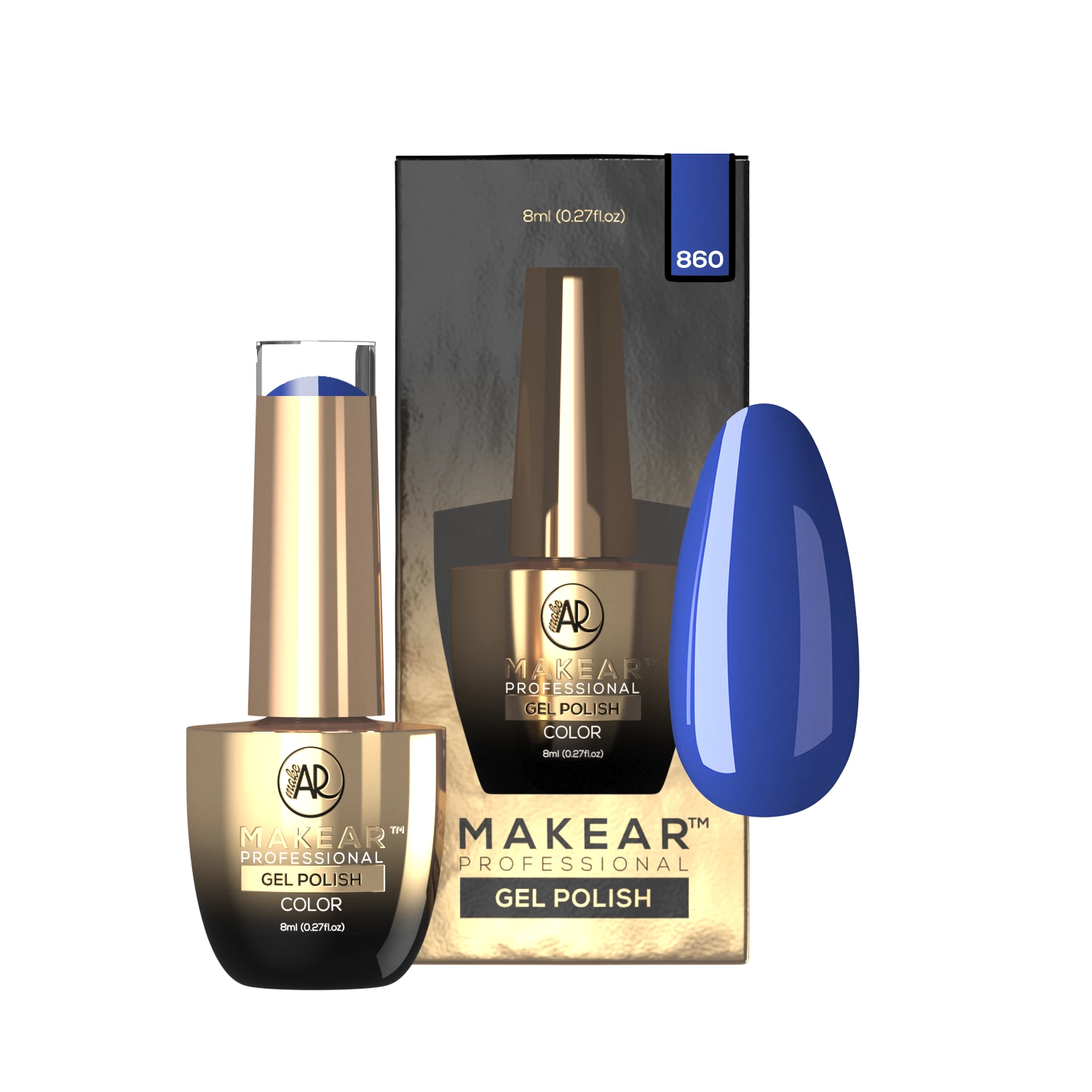 Makear lakier hybrydowy 860 Miami Ice chabrowy niebieski - zdjęcie produktu, 8 ml