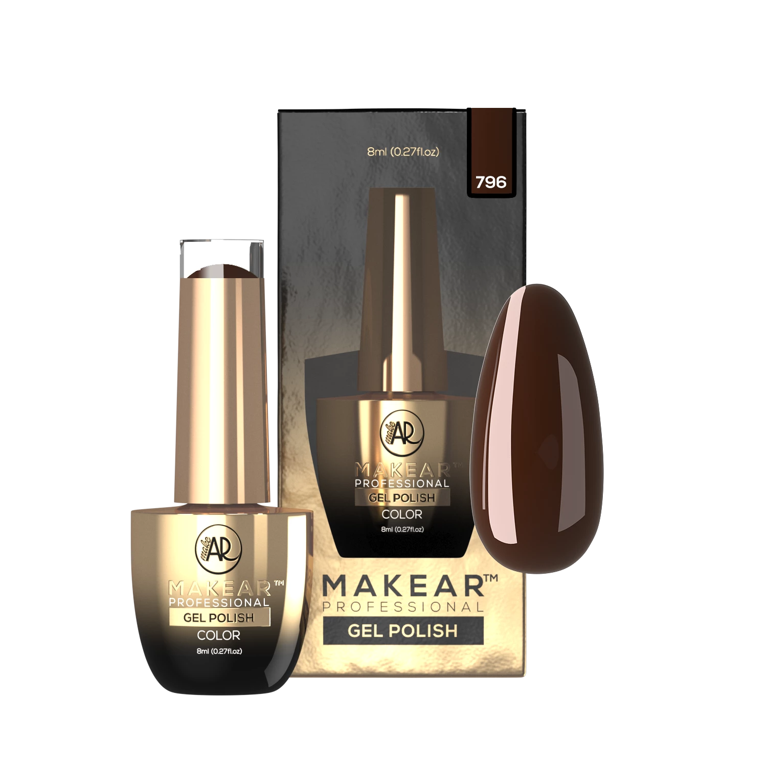 Makear lakier hybrydowy 796 ciemny czekoladowy brąz - zdjęcie 2, 8 ml