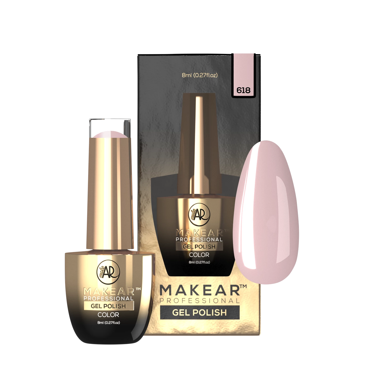 Makear lakier hybrydowy nr 618 Pudrowy beżowo-różowy nude - swatch koloru