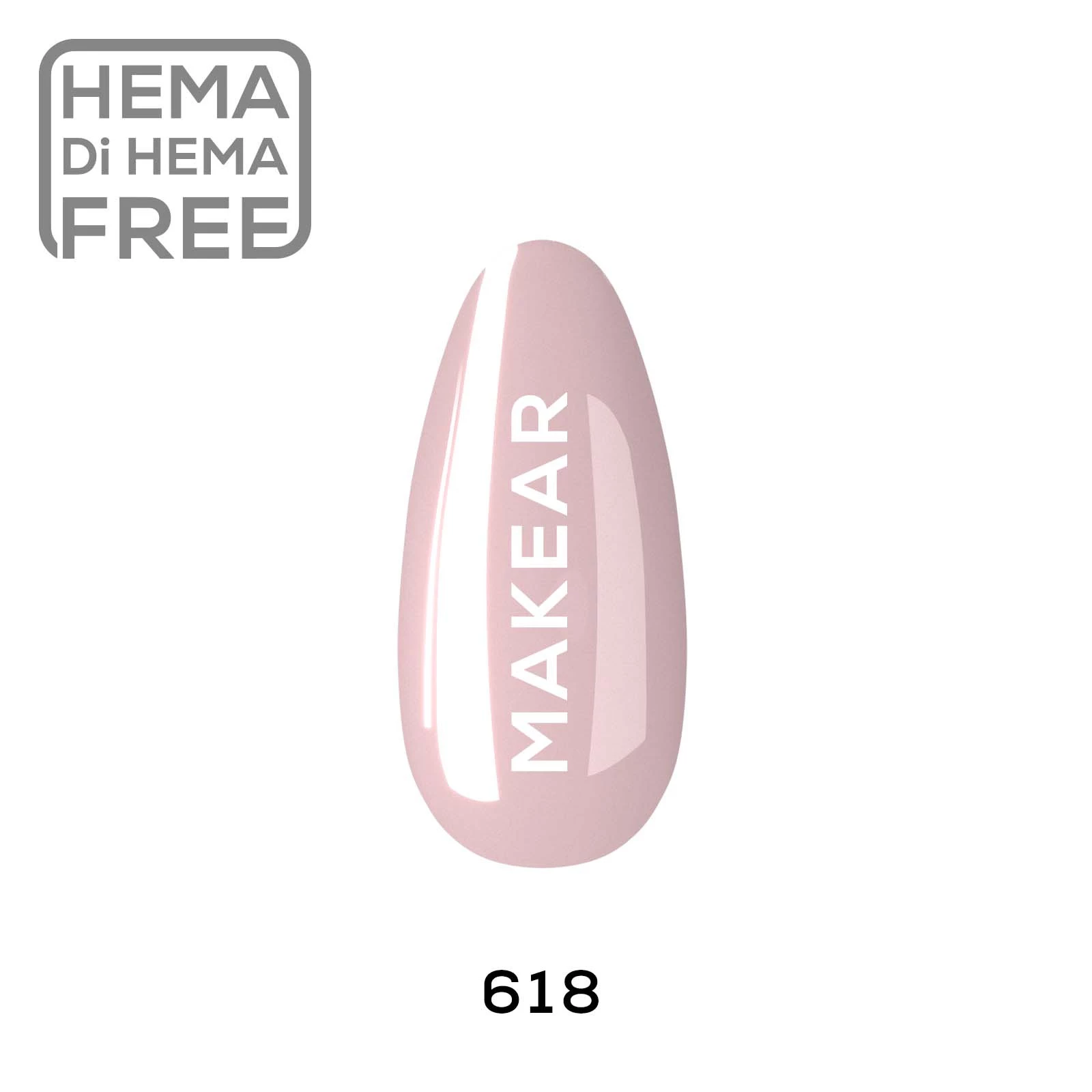 Makear lakier hybrydowy nr 618 Pudrowy beżowo-różowy nude - zdjęcie 2