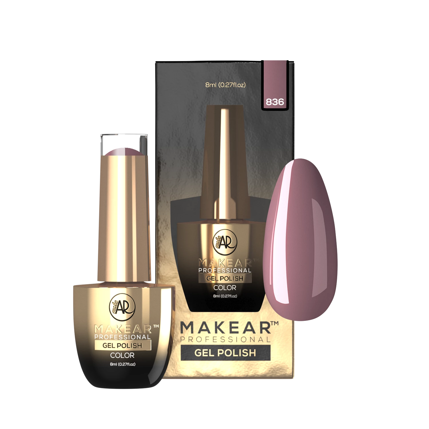 Makear lakier hybrydowy nr 836 Mauve przykurzony mauve - swatch koloru