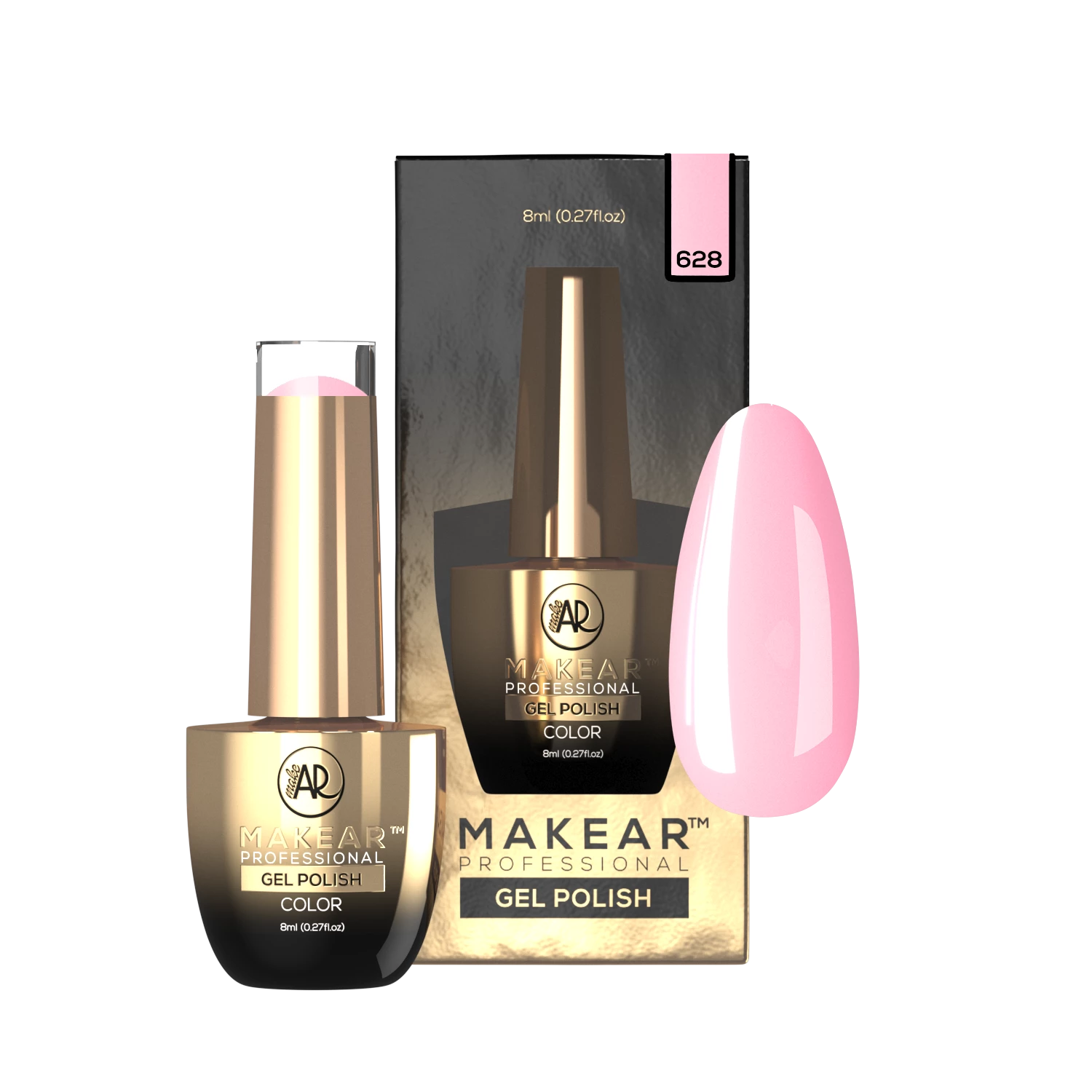 Makear lakier hybrydowy nr 628 Lily pastelowy róż - swatch koloru