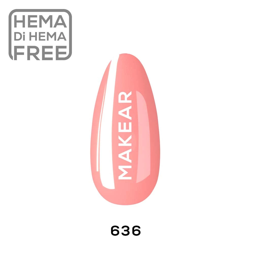 Makear lakier hybrydowy nr 636 Łosoś pastelowy koral - swatch koloru