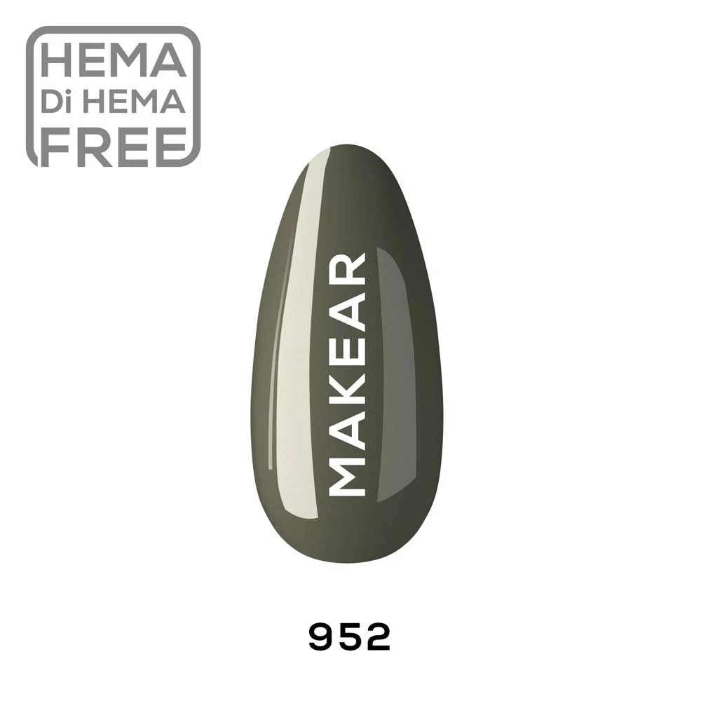 Makear lakier hybrydowy nr 952 Anja szarooliwkowa zieleń - swatch koloru