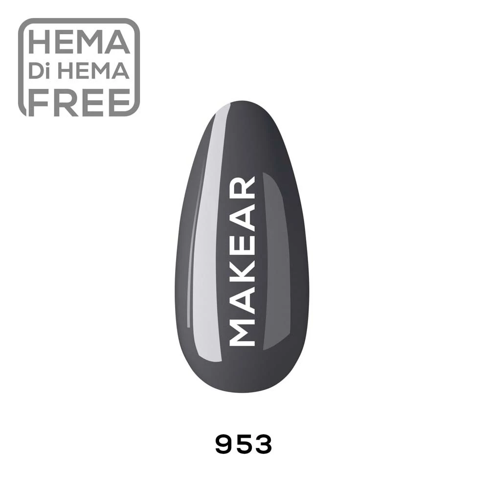 Makear lakier hybrydowy nr 953 Gigi grafitowy szary - swatch koloru