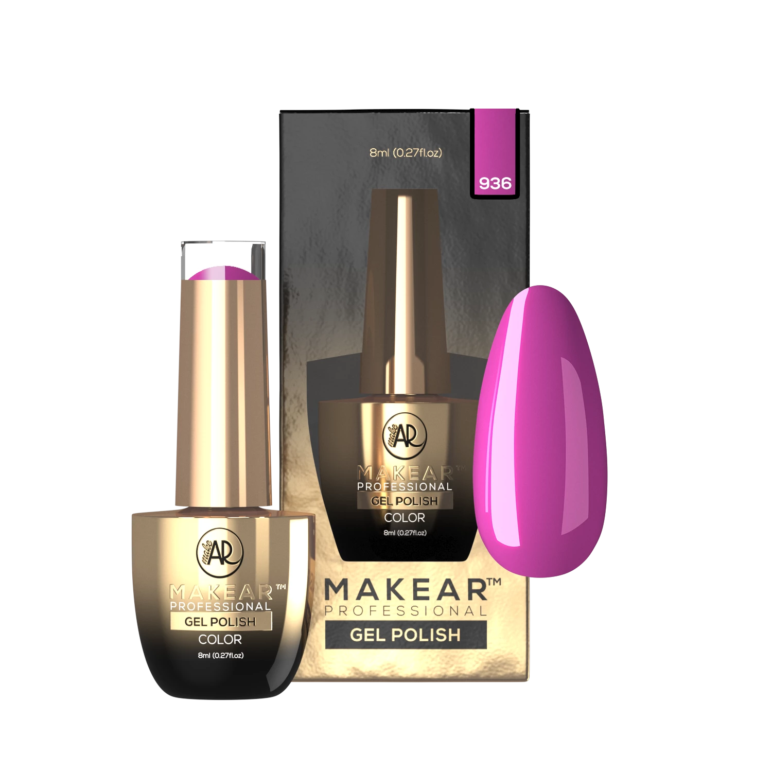 Makear lakier hybrydowy 936 różowa fuksja / ciepły magenta - zdjęcie 2, 8 ml