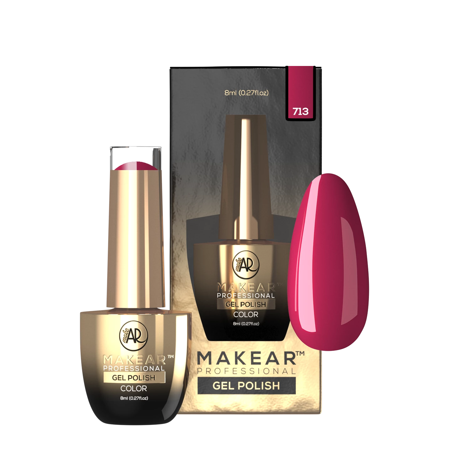 Makear lakier hybrydowy 713 głęboki malinowy / magenta róż - zdjęcie 2, 8 ml