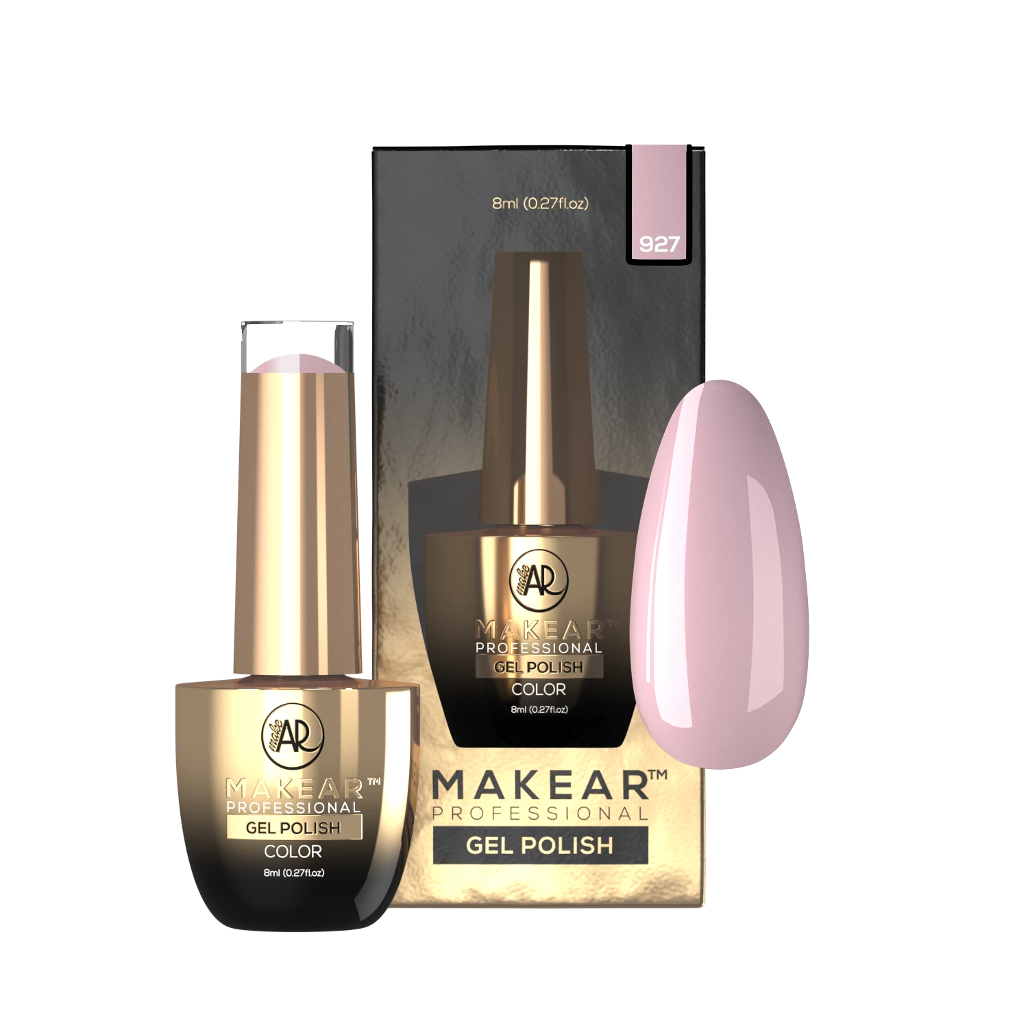 Pastelowy brudny róż / nude - lakier hybrydowy Makear nr 927, zdjęcie 2, 8 ml