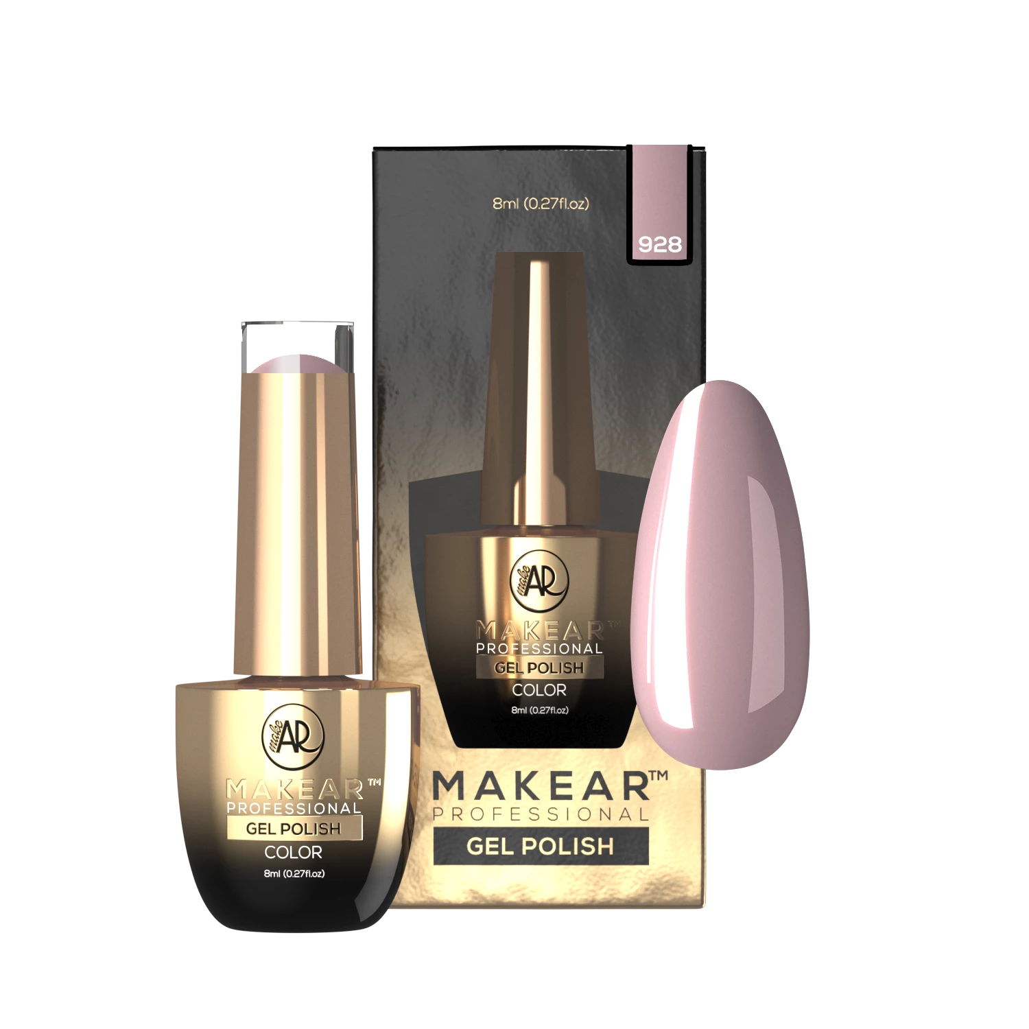 Różowy nude / mauve - lakier hybrydowy Makear nr 928, zdjęcie 2, 8 ml