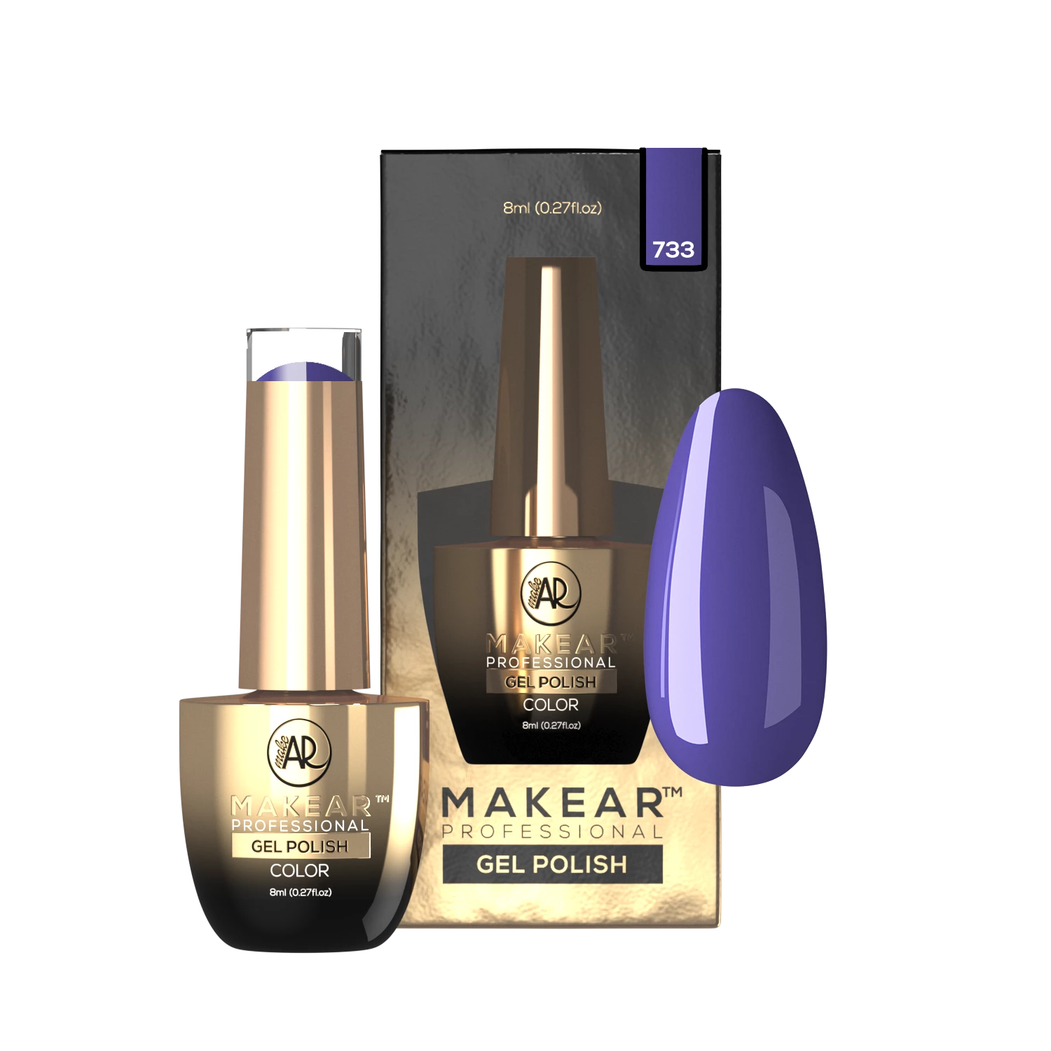 Makear lakier hybrydowy 733 barwinkowy niebiesko-fiolet - zdjęcie 2, 8 ml