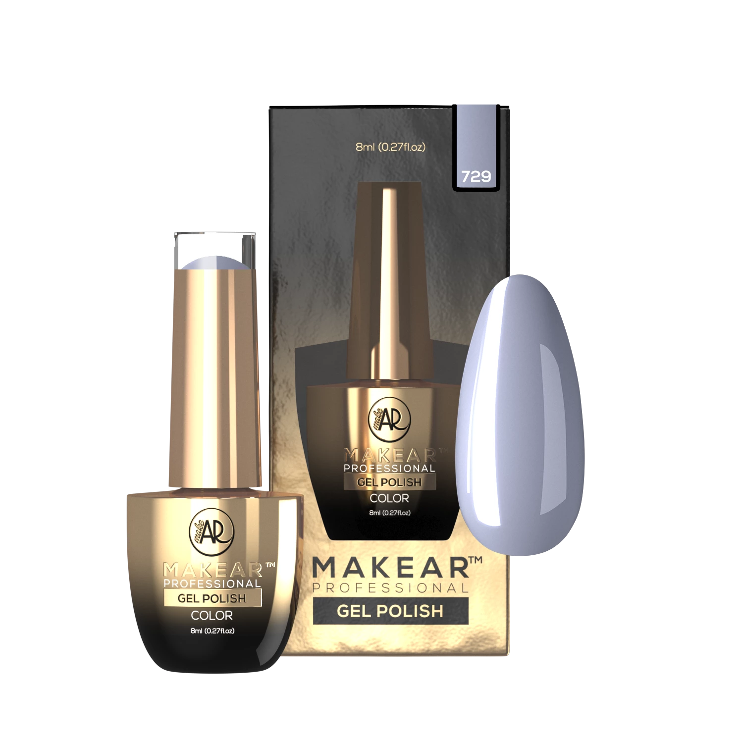 Makear lakier hybrydowy 729 chłodny szaro-błękitny denim - zdjęcie 2, 8 ml