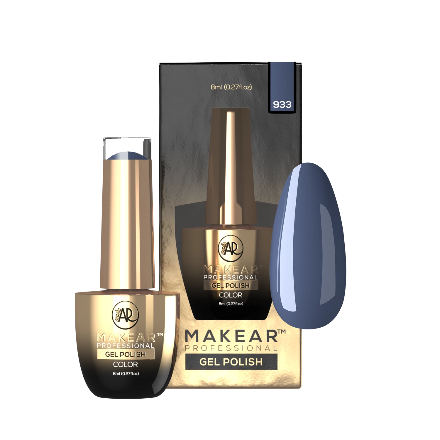 Makear lakier hybrydowy nr 933 przygaszony niebiesko-szary - zdjęcie 2, 8 ml