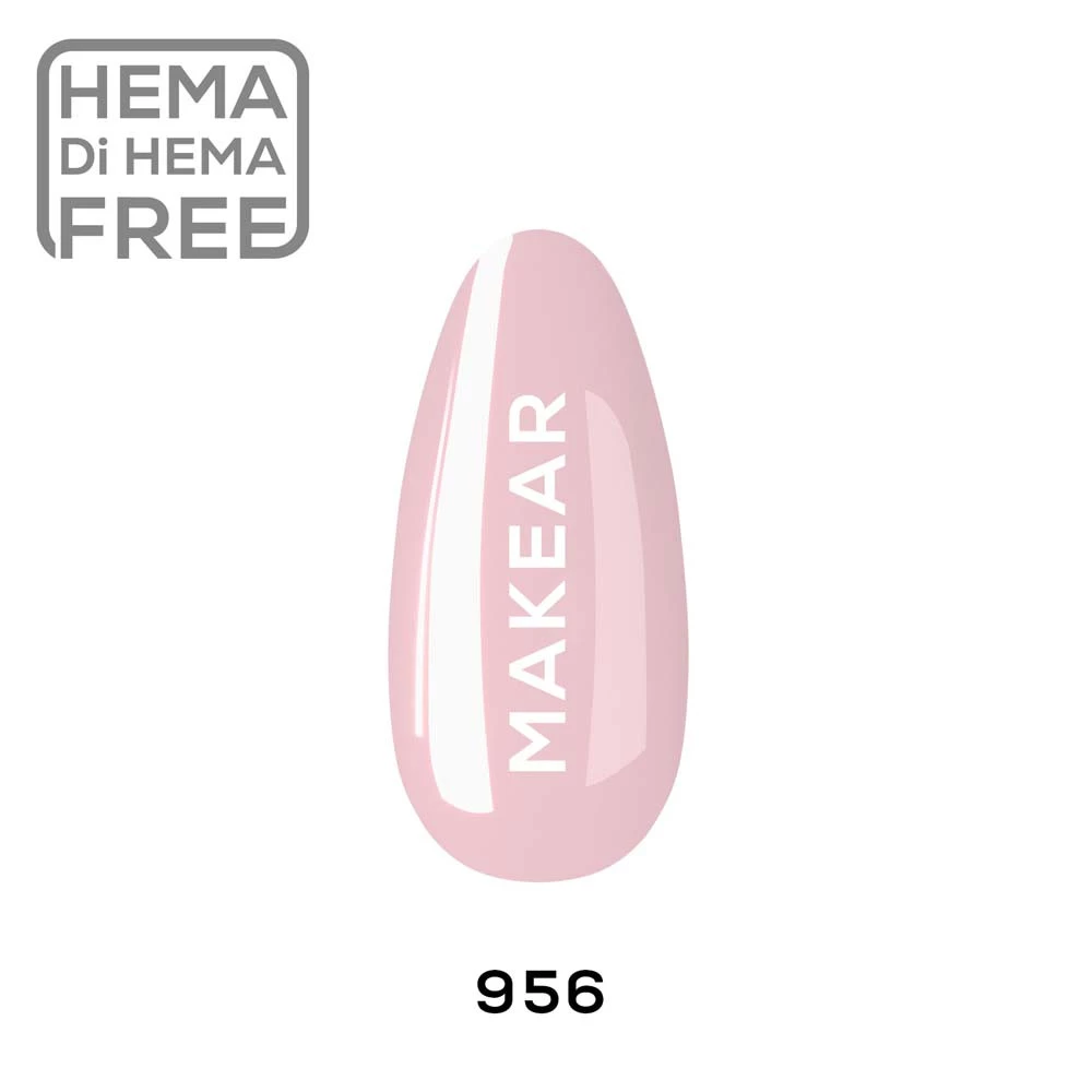 Makear lakier hybrydowy 956 Tuesday pastelowy róż - swatch koloru, 8 ml HEMA FREE