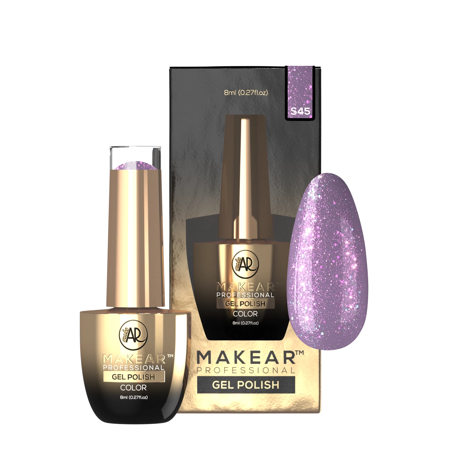 Makear S45 Hugo Rose lakier hybrydowy holo - fiolet z różowym przejściem i color-shift, 8 ml