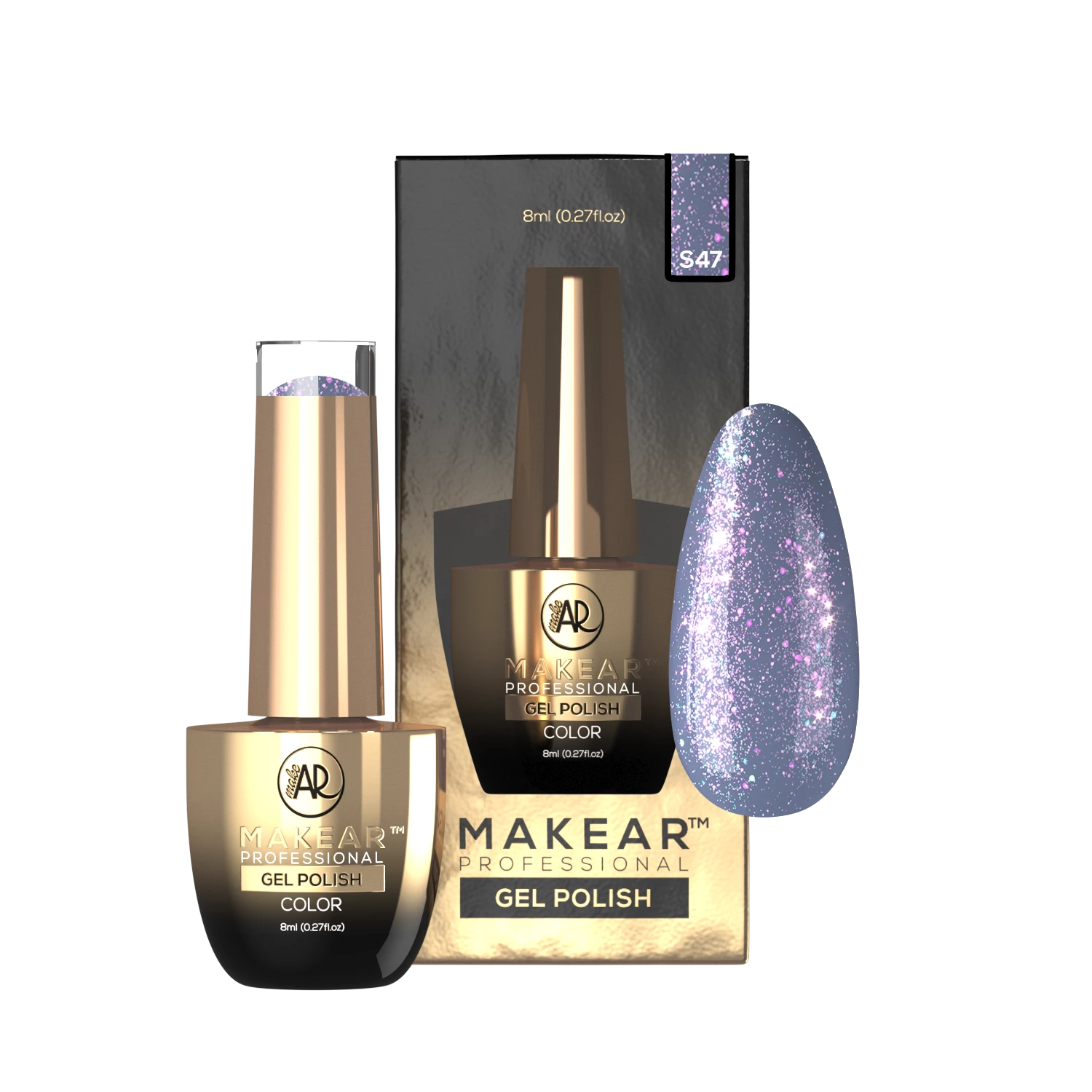 Makear S47 Blucci lakier hybrydowy holo - różowo-fioletowy color-shift pod światłem, 8 ml