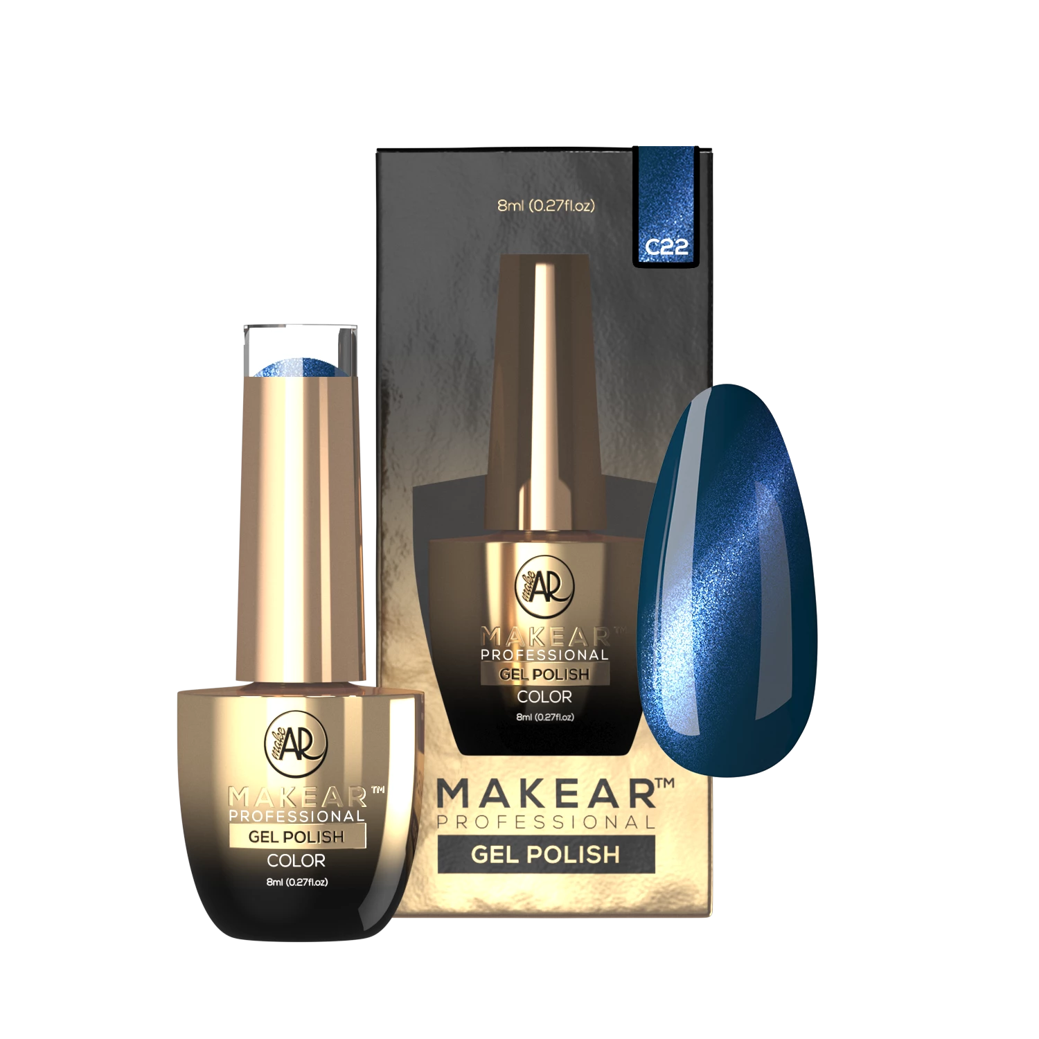 Makear lakier hybrydowy C22 Cat Eye morsko-granatowy - zdjęcie 2, 8 ml