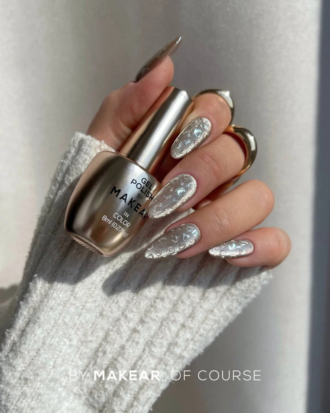 Makear Cat Eye SC04 srebrzysto-szampański - magnetyczny lakier hybrydowy, butelka 8 ml