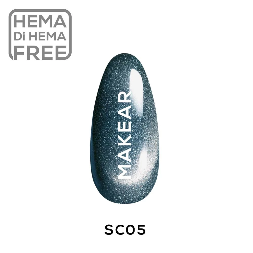 Makear Cat Eye SC05 stalowy szaroniebieski - swatch magnetycznej smugi, 8 ml HEMA FREE