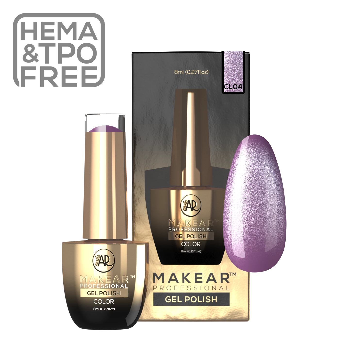 Makear CL04 Paris Midnight, butelka lakieru hybrydowego w liliowym fiolecie, 8 ml