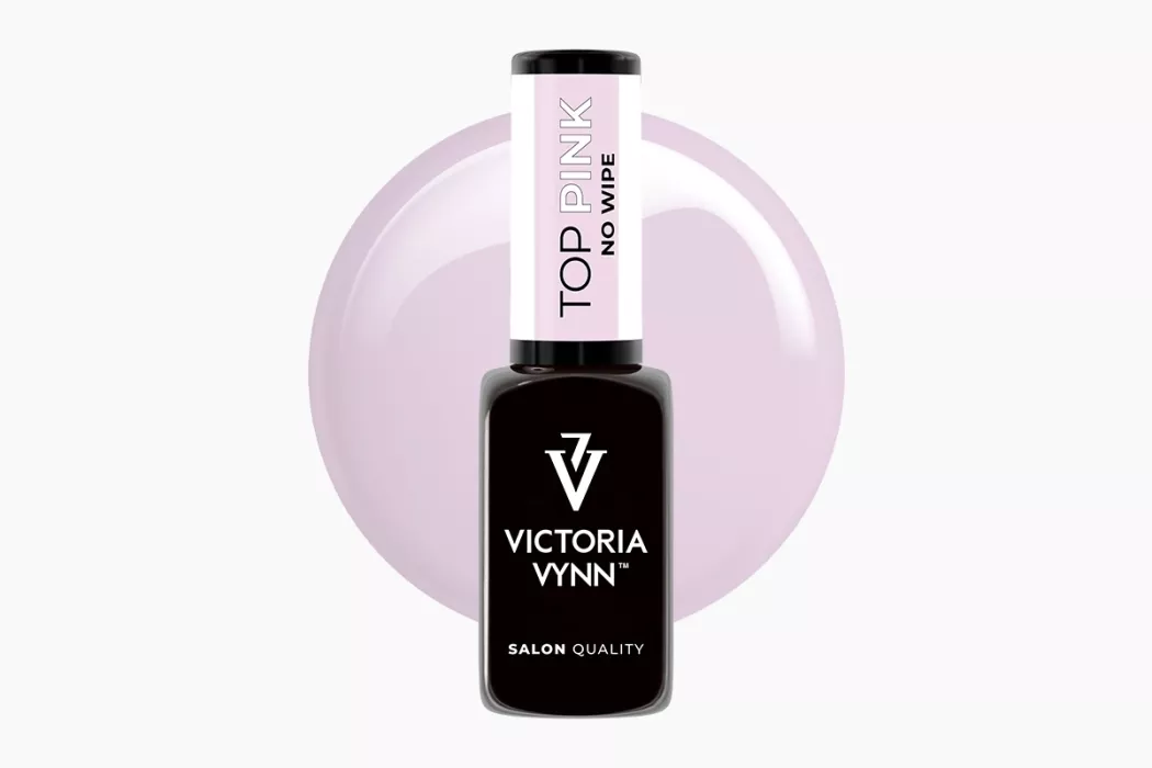 Top Pink No Wipe - różowy, koloryzujący top hybrydowy bez przemywania, Victoria Vynn 8 ml