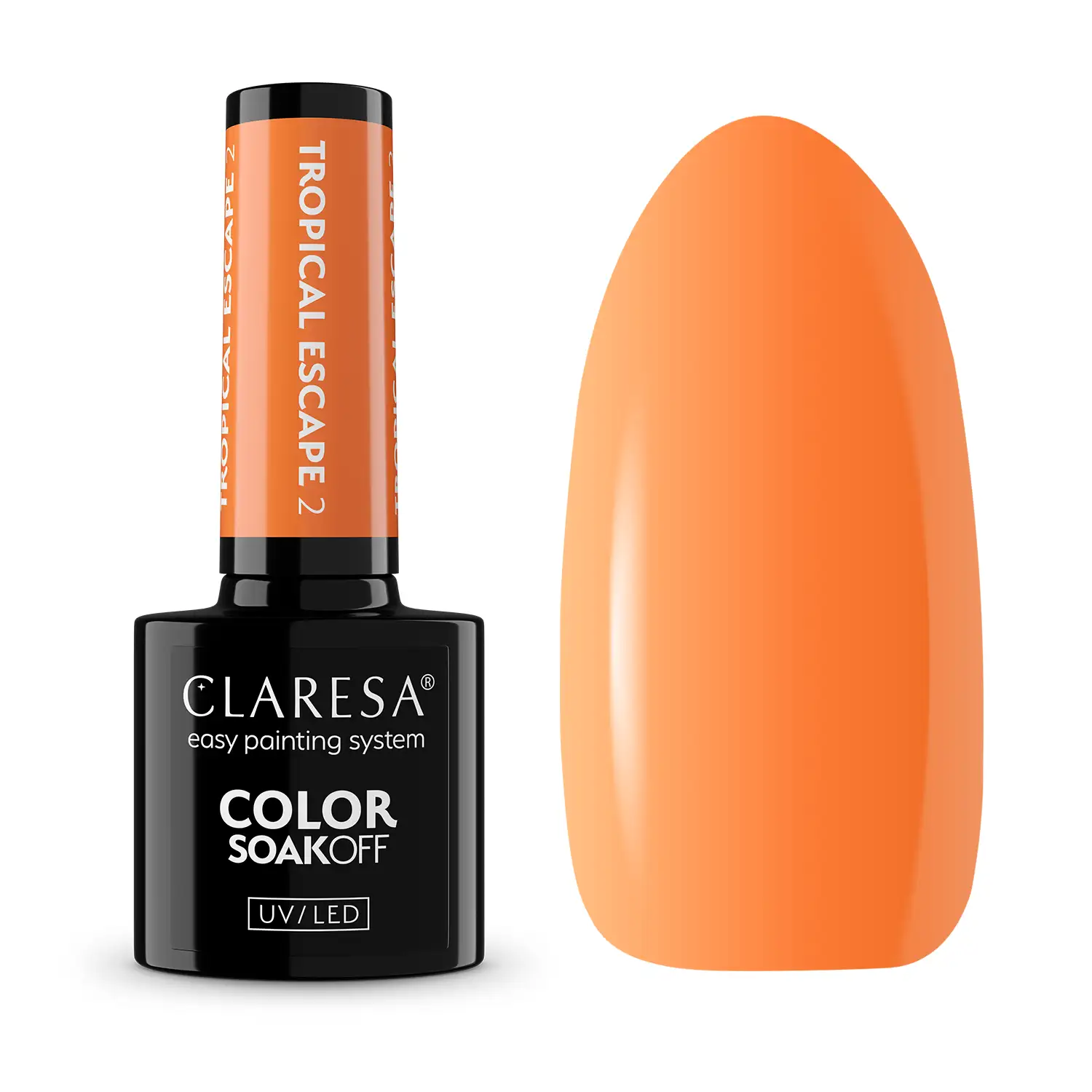 Claresa Tropical Escape 2 - neonowa pomarańczowa hybryda soak off 5 g, packshot butelki