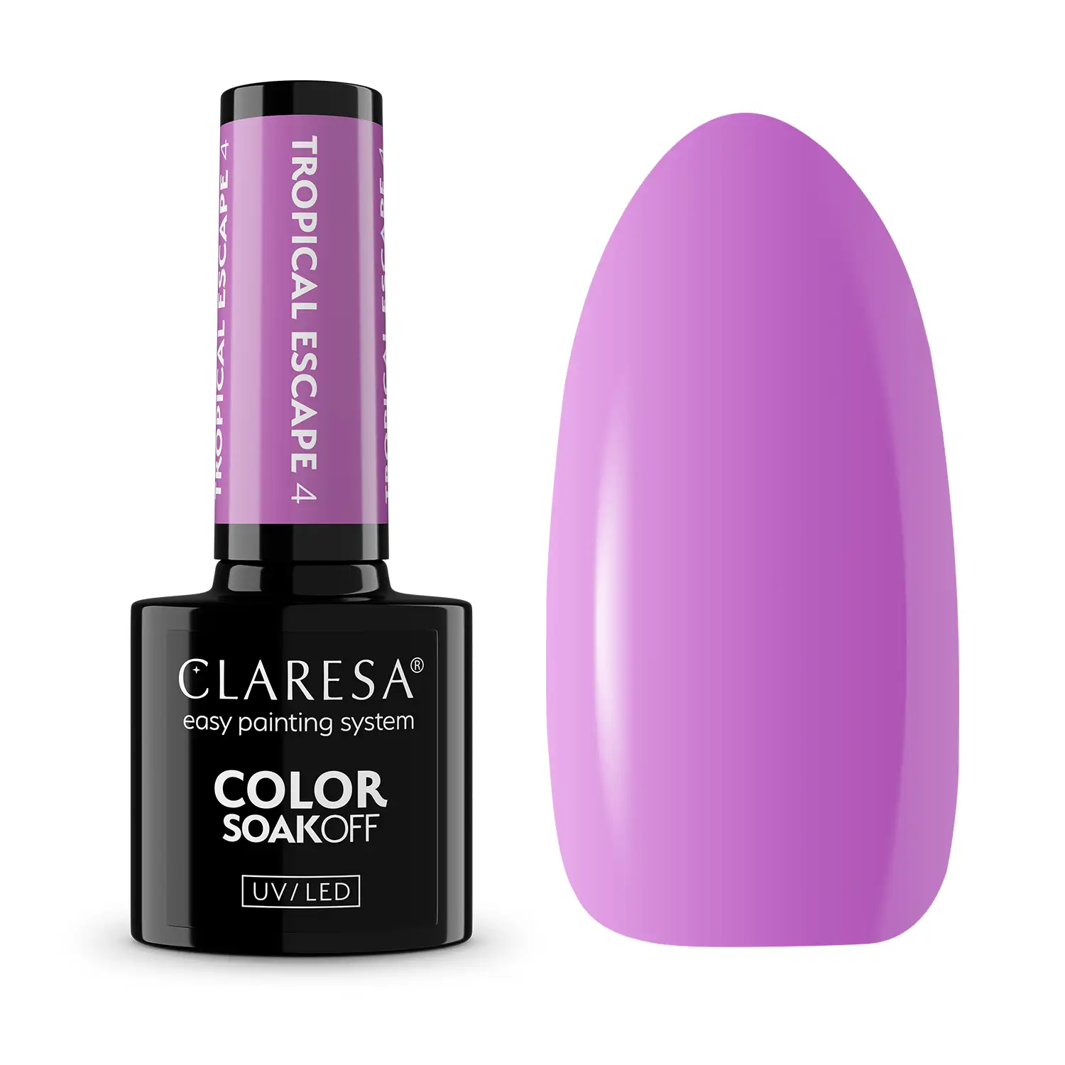 Claresa Tropical Escape 4 - pastelowa fioletowa hybryda soak off 5 g, packshot butelki