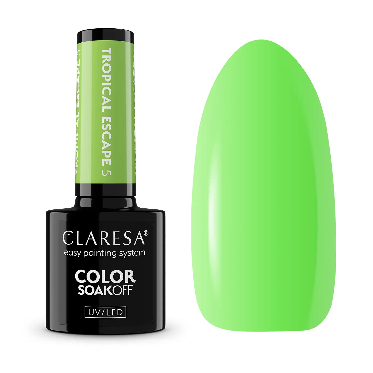 Claresa Tropical Escape 5 - neonowa limonkowa hybryda soak off 5 g, packshot butelki