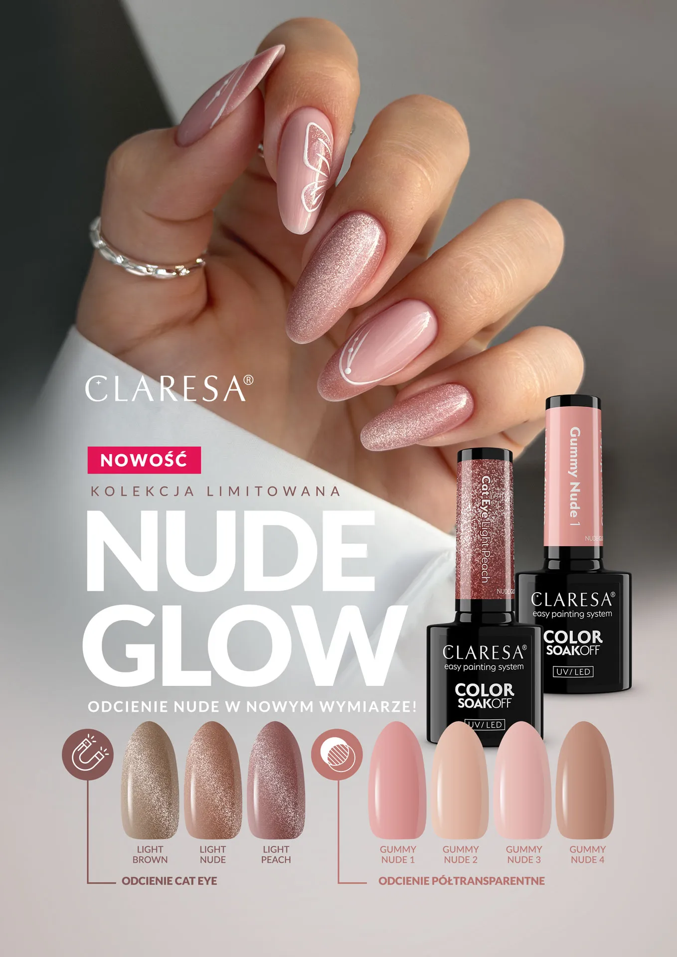 Kolekcja limitowana Claresa Nude Glow - lakiery hybrydowe