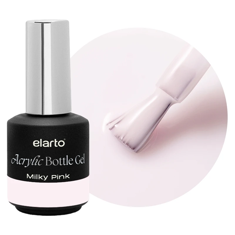 Acrylic Bottle Gel Milky Pink 15 ml - mlecznoróżowy akrylożel w butelce, zbliżenie koloru