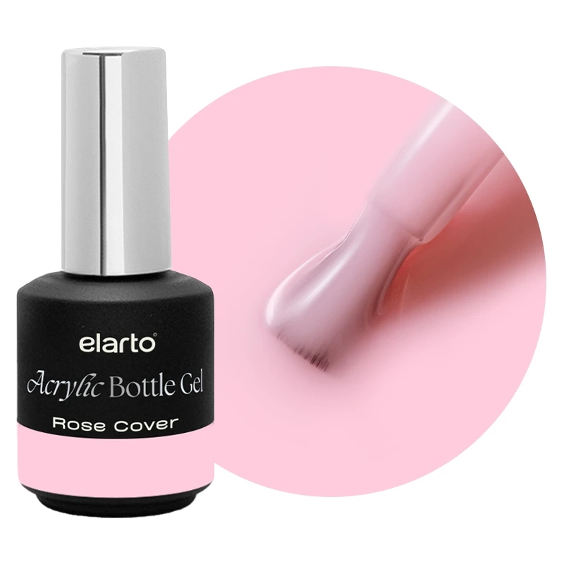 Acrylic Bottle Gel Rose Cover 15 ml - kryjący różowy akrylożel w butelce, makro koloru i konsystencji