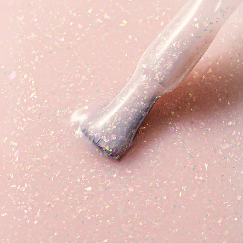 Elarto Acrylic Bottle Gel Shine Natural 15 ml - opalizujący nude akrylożel, makro tekstury na pędzelku