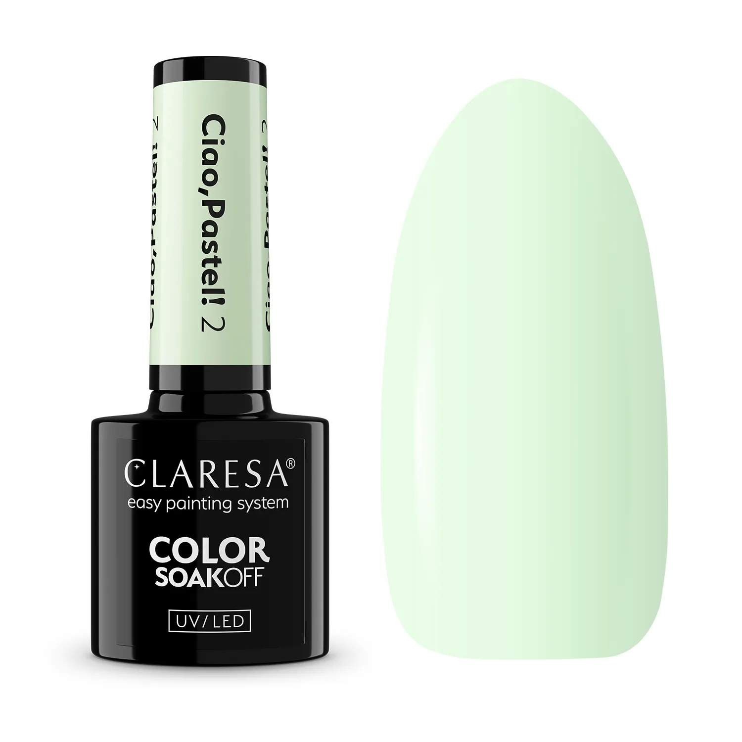Claresa Ciao Pastel 2 - pastelowa mięta hybryda soak off 5 g, packshot butelki