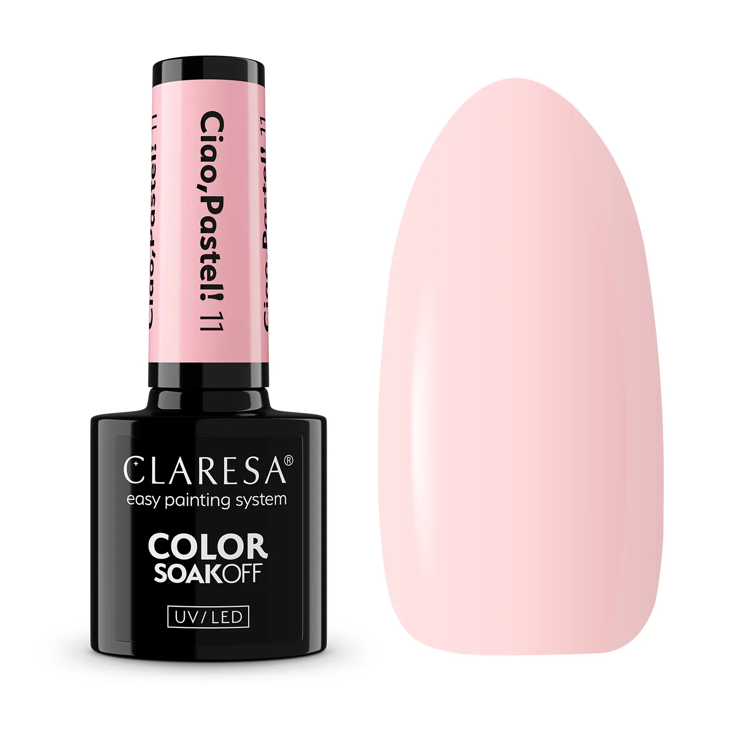 Claresa Ciao Pastel 11 - pastelowa różowa hybryda soak off 5 g, packshot butelki