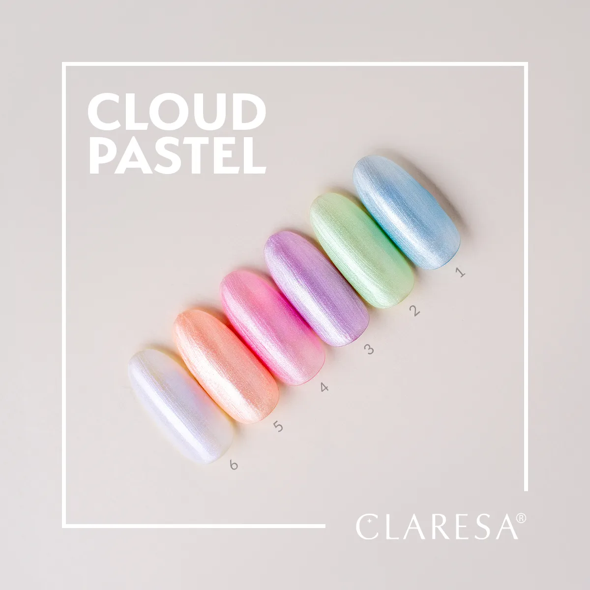 Claresa Cloud Pastel – paleta 6 perłowych pastelowych odcieni