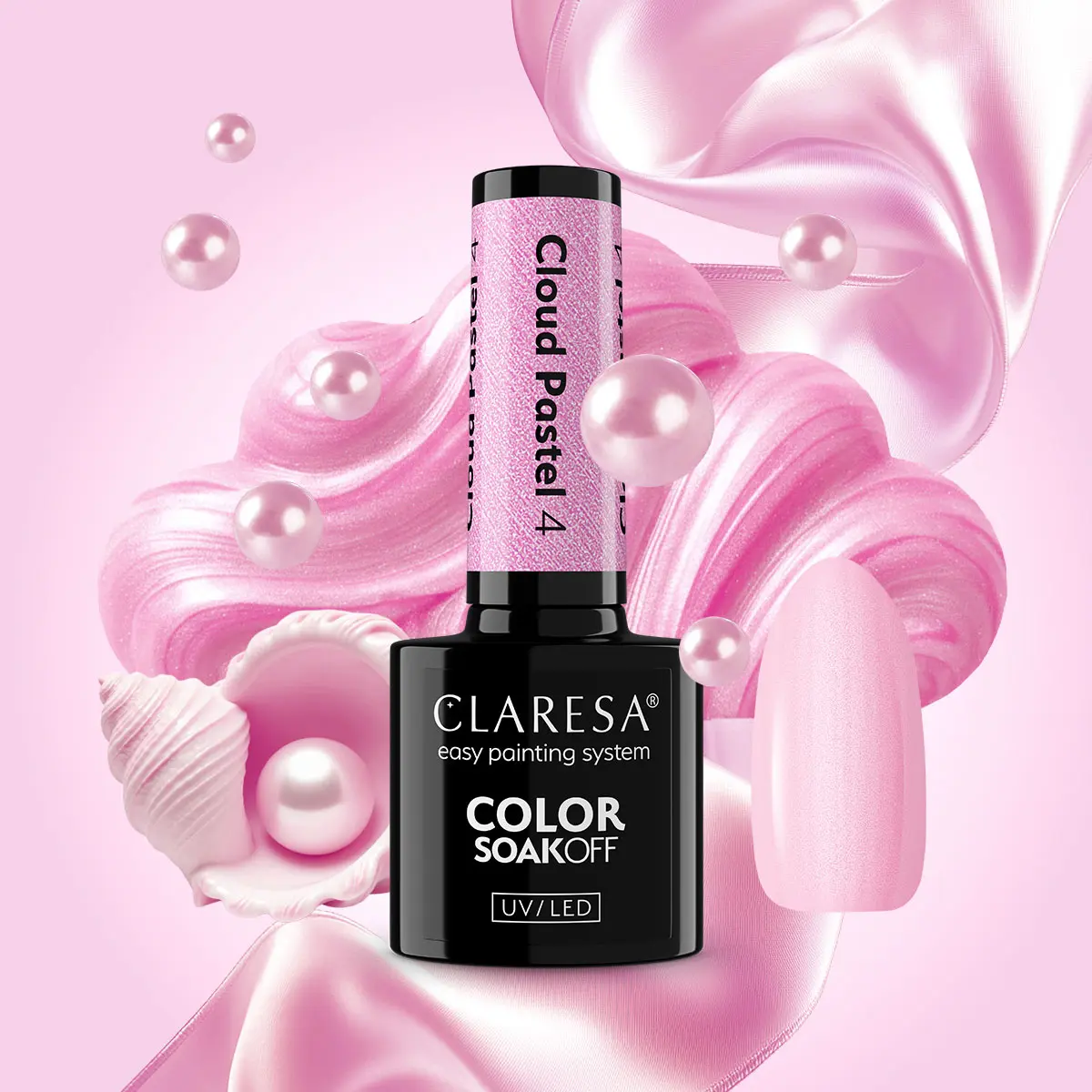 Claresa Cloud Pastel 4 – perłowy różowy odcień w stylizacji z perłami