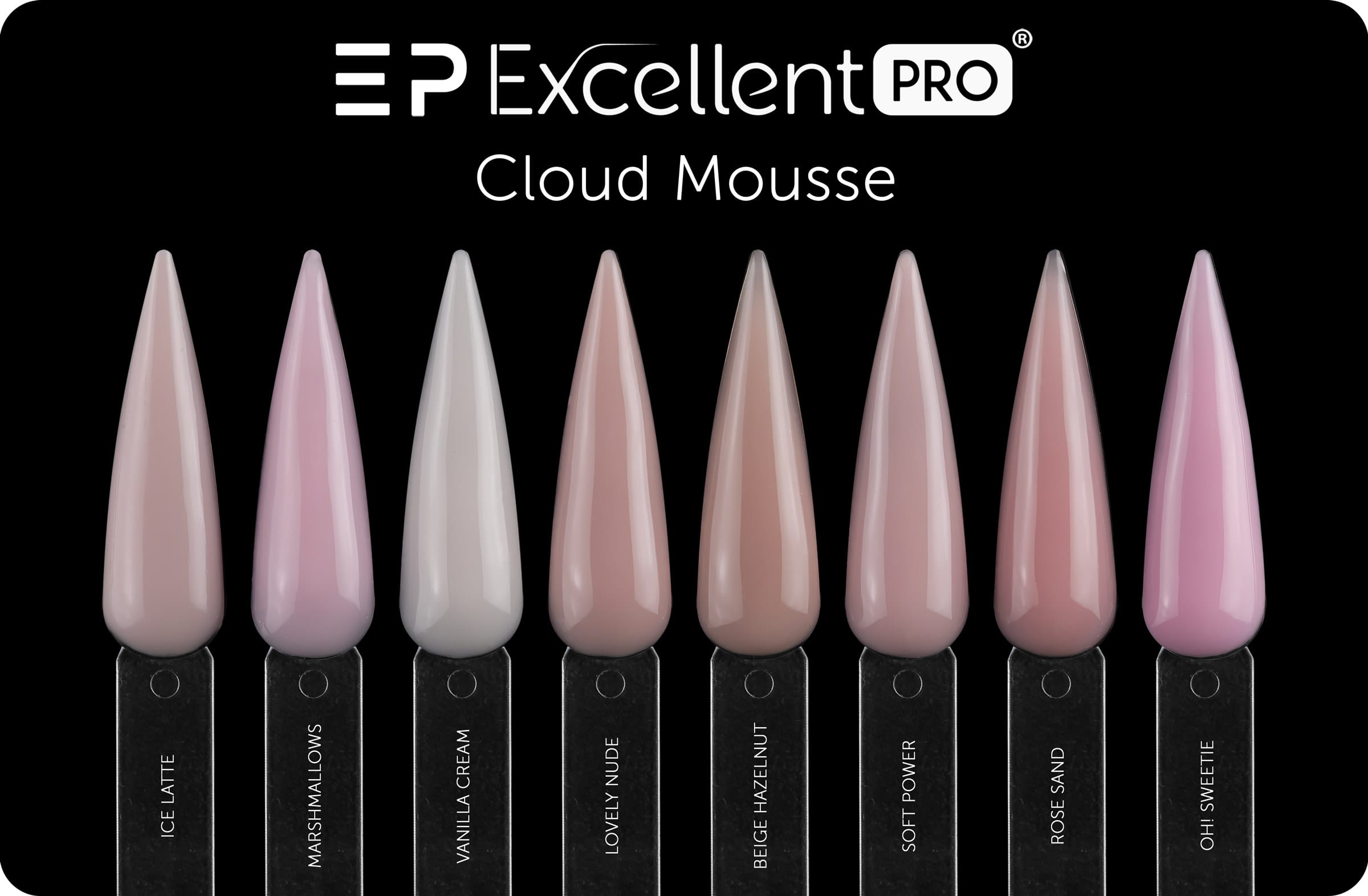 Excellent PRO Cloud Mousse - wzornik 8 odcieni linii, Marshmallows pudrowy roz