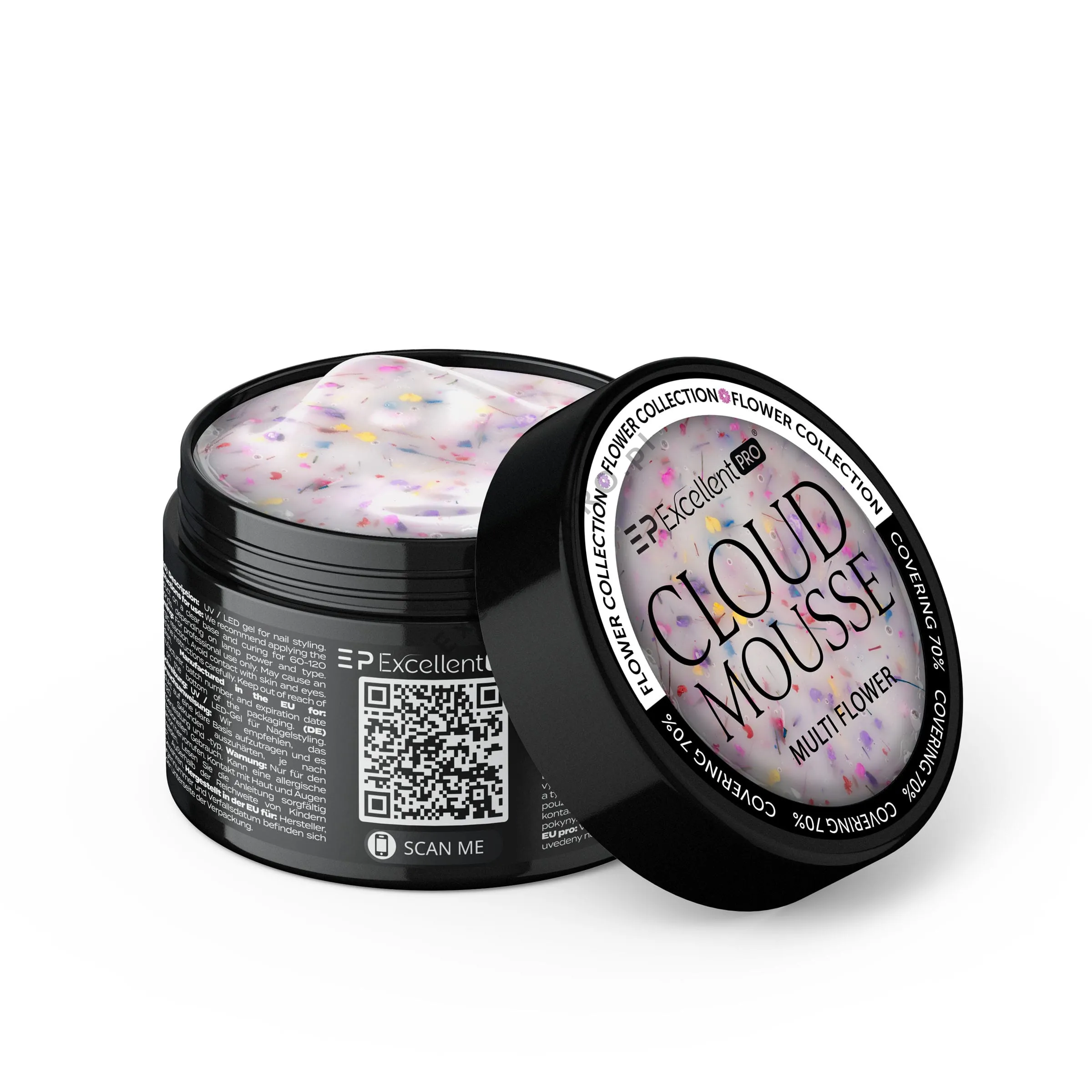 Excellent PRO Cloud Mousse Multi Flower 15g - budujacy zel mleczny z suszonymi kwiatkami, krycie 70%