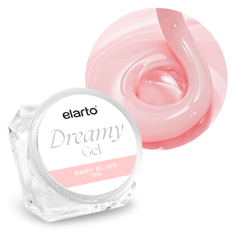 Elarto Dreamy Gel Baby Bliss 15 g - żel budujący, jasny mlecznoróżowy nude z delikatnym beżowym podtonem