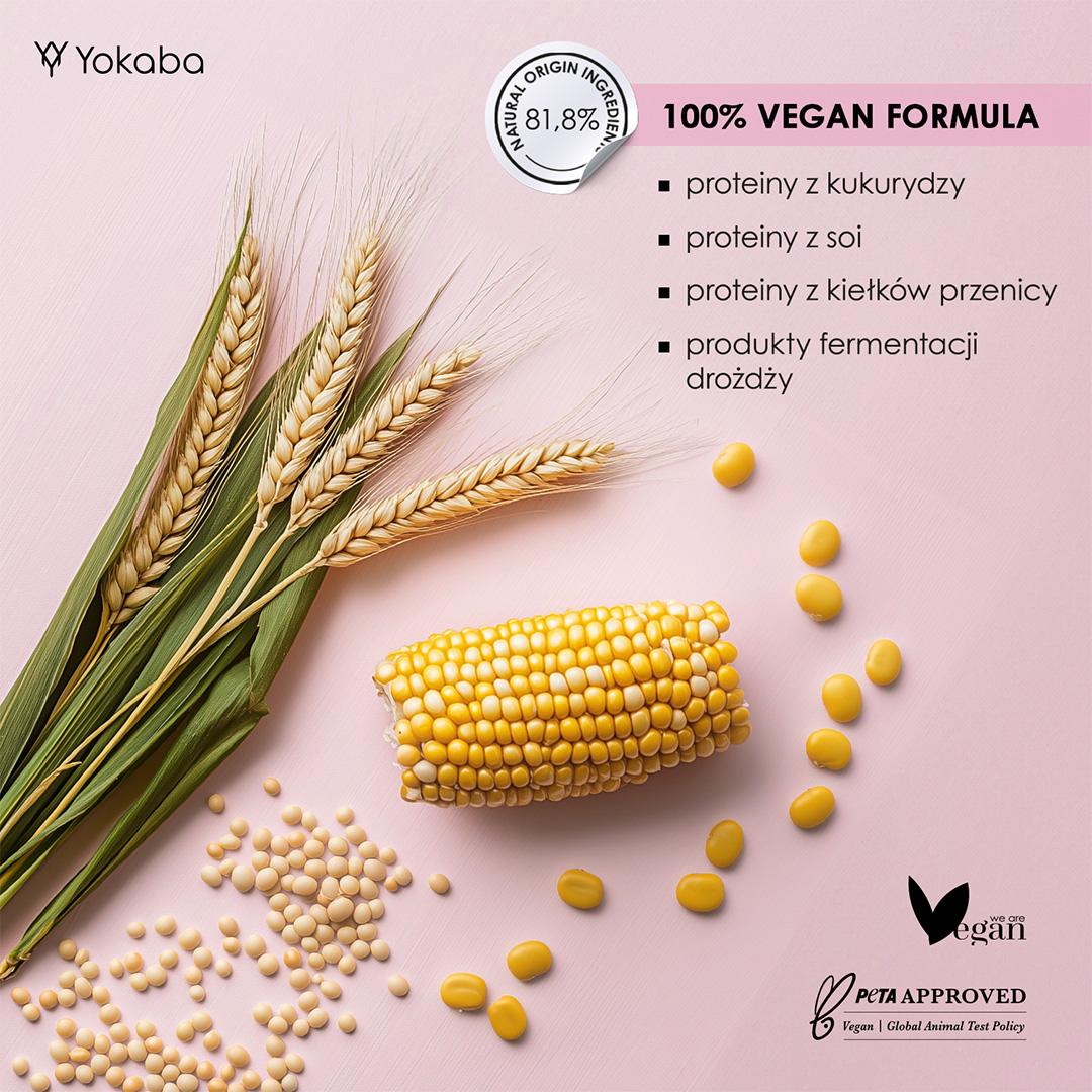 Yokaba Protein Care 15 ml - formuła 100% wegańska, 81,8% naturalnego pochodzenia, PETA
