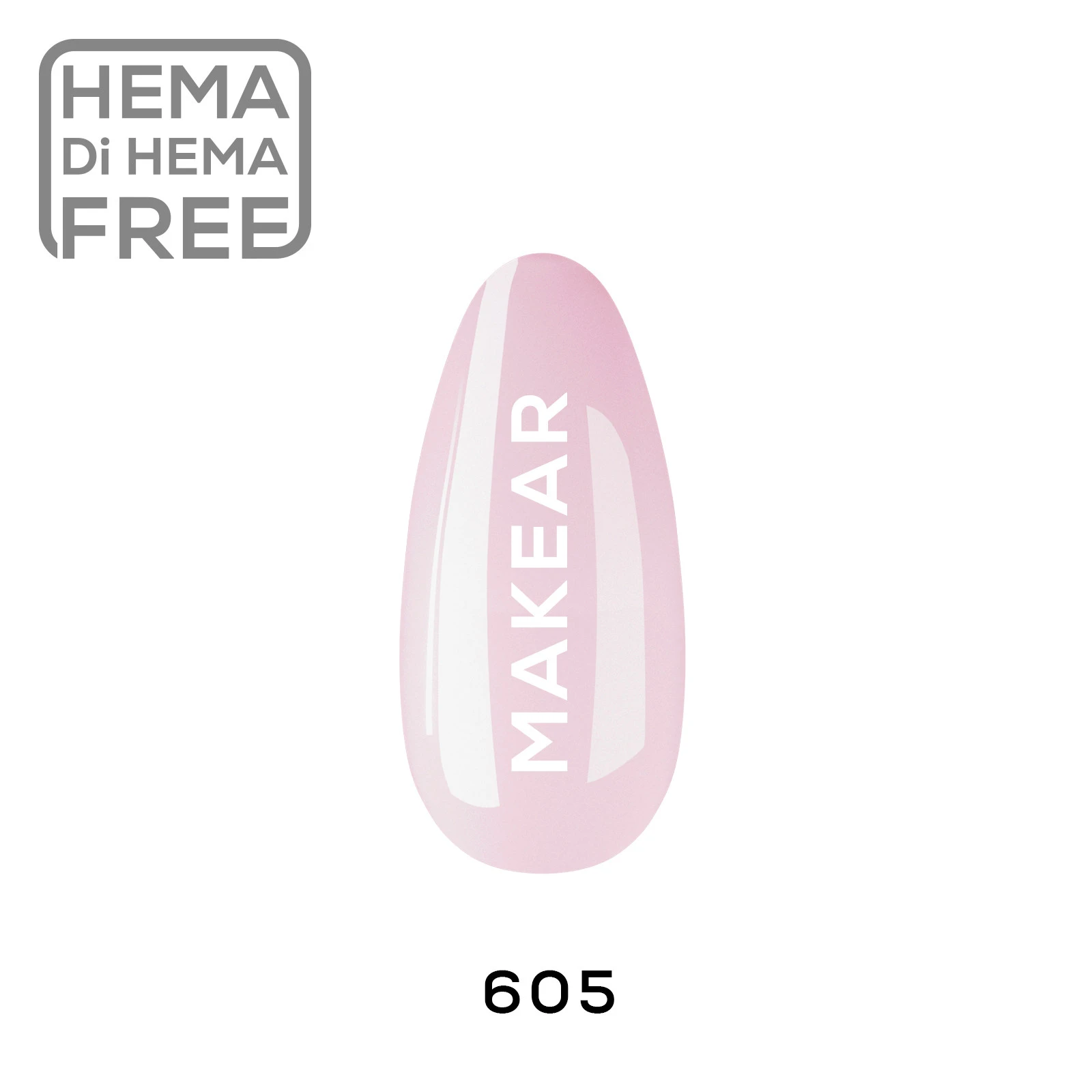 Makear 605 Milky French roz - swatch koloru na plytce, lakier hybrydowy 8 ml