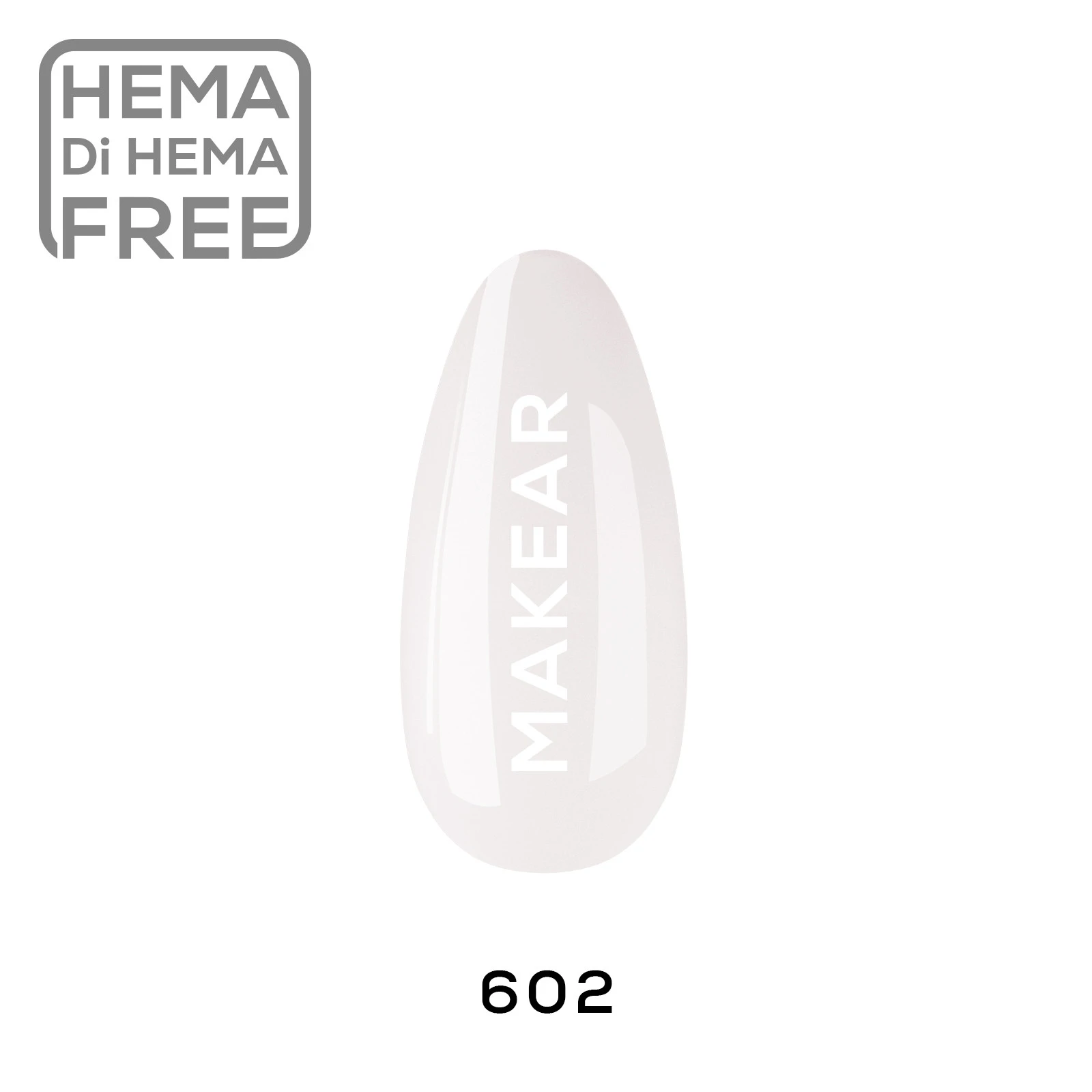 Makear 602 Milky French mleczna biel - swatch z zestawu, lakier hybrydowy 8 ml