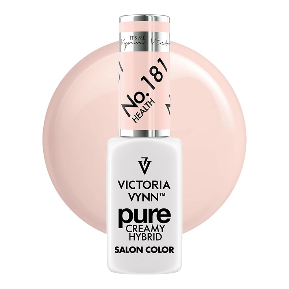Kremowy lakier hybrydowy Victoria Vynn Pure Creamy Hybrid Wedding No. 181 Health 8 ml - buteleczka i kółko koloru