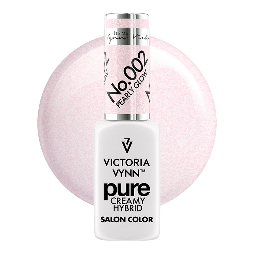 Lakier hybrydowy Victoria Vynn Pure Creamy Hybrid No. 002 Pearly Glow 8 ml - buteleczka i kółko koloru