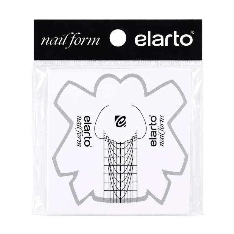 Elarto Nail Form Basic 15 szt. - plastikowe szablony do przedłużania paznokci w woreczku z czarną zawieszką nail form